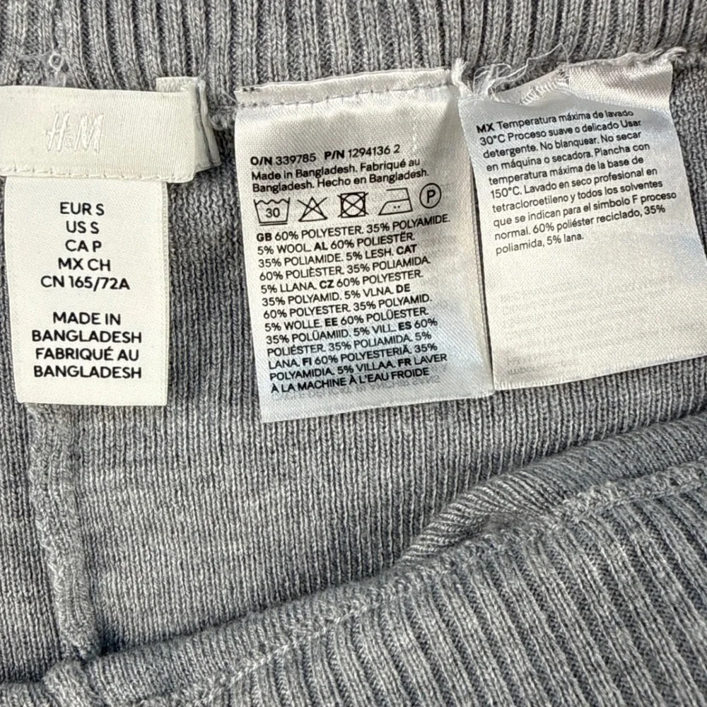 H&M Pant Set Womens S Loungewear Gray Knit Cardigan Wide Leg EUC